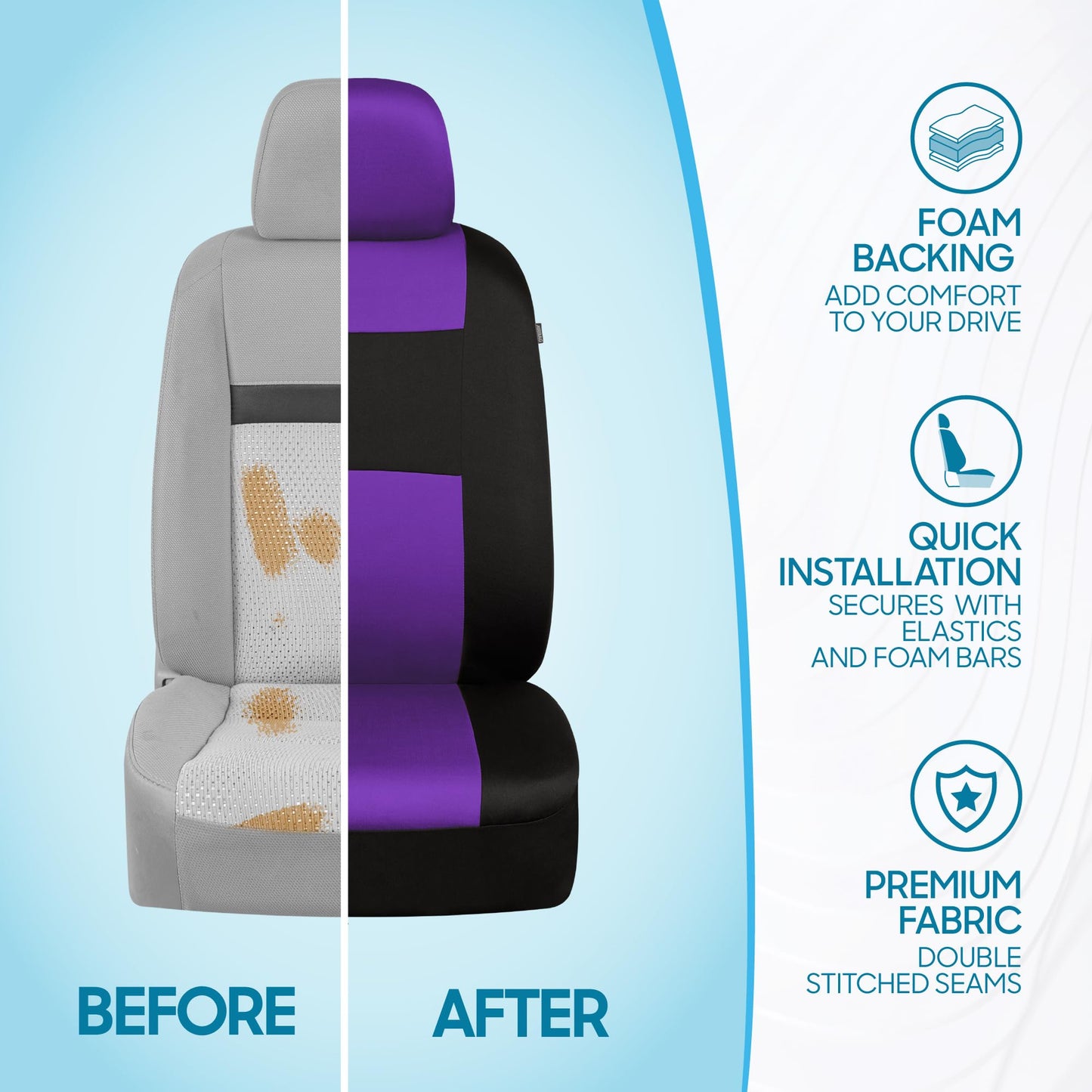 BDK PolyPro Car Seat Covers Full Set in Charcoal on Black – Front and Rear Split Bench for Cars, Easy to Install Cover Set, Accessories Auto Trucks Van SUV