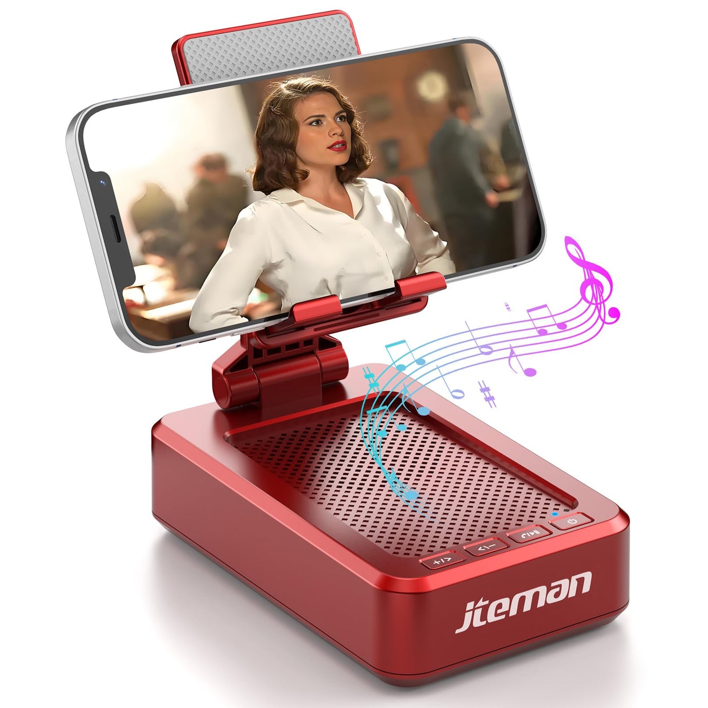 Cell Phone Stand with Wireless Bluetooth Speaker and Anti-Slip Base HD Surround Sound Perfect for Home and Outdoors with Bluetooth Speaker for Desk Compatible with iPhone/ipad/Samsung Galaxy