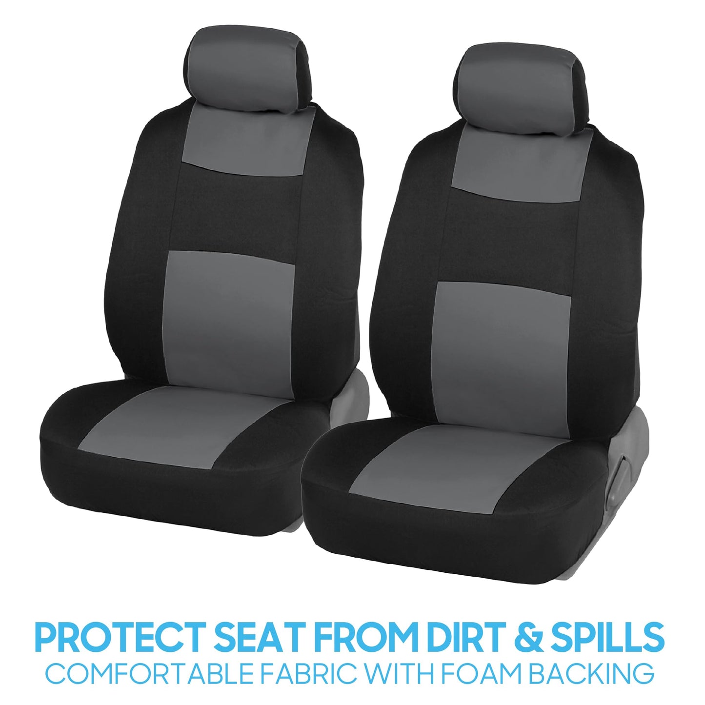 BDK PolyPro Car Seat Covers Full Set in Charcoal on Black – Front and Rear Split Bench for Cars, Easy to Install Cover Set, Accessories Auto Trucks Van SUV