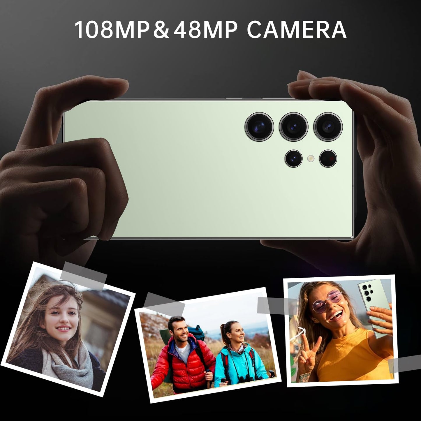 C24 Ultra Unlocked Cell Phones Smartphone 8+256GB/Dual SIM/108MP+48MP Camera/Built-in Pen (Light Cyan)