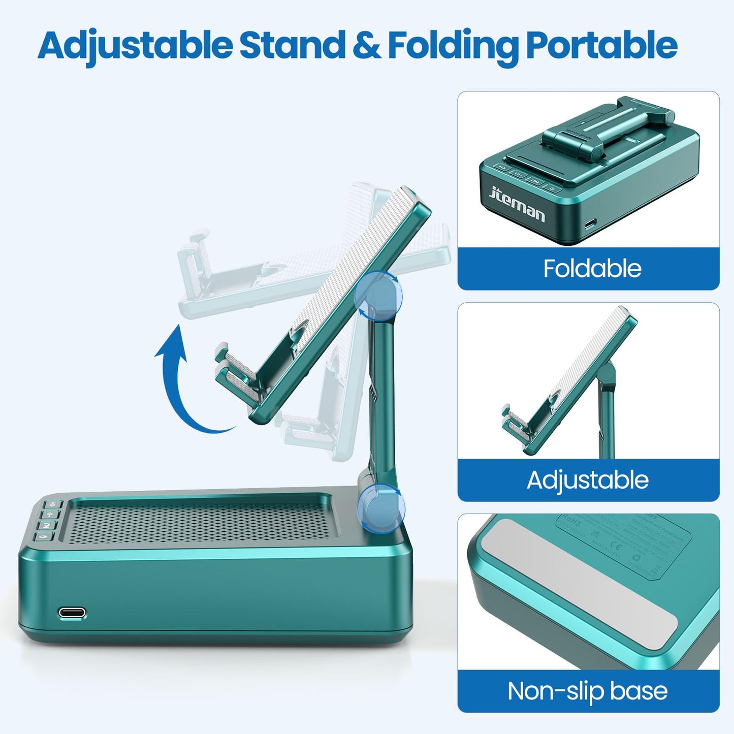 Cell Phone Stand with Wireless Bluetooth Speaker and Anti-Slip Base HD Surround Sound Perfect for Home and Outdoors with Bluetooth Speaker for Desk Compatible with iPhone/ipad/Samsung Galaxy