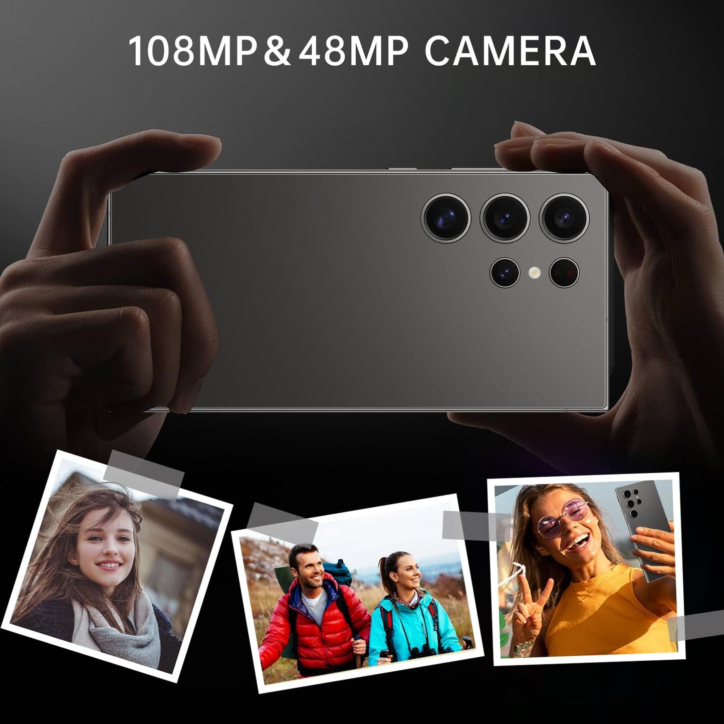 C24 Ultra Unlocked Cell Phones Smartphone 8+256GB/Dual SIM/108MP+48MP Camera/Built-in Pen (Light Cyan)