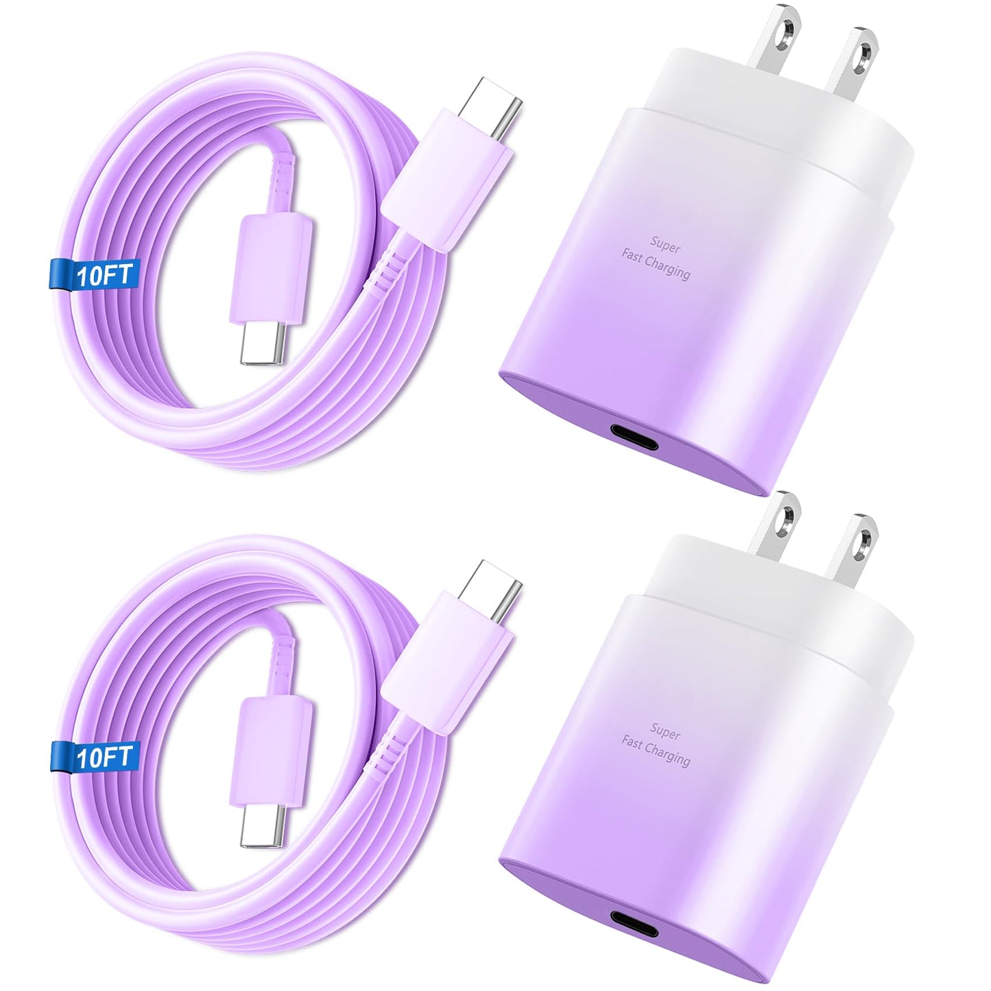 Super Fast Charger Type C, 25W USB C Wall Charger Fast Charging for Samsung Galaxy S26 Ultra/S26/S26+/S25 Ultra/S25/24 Ultra/S24/S23 Ultra/S22 Ultra with 10FT Long Android Type C Charger Cable 2Pack