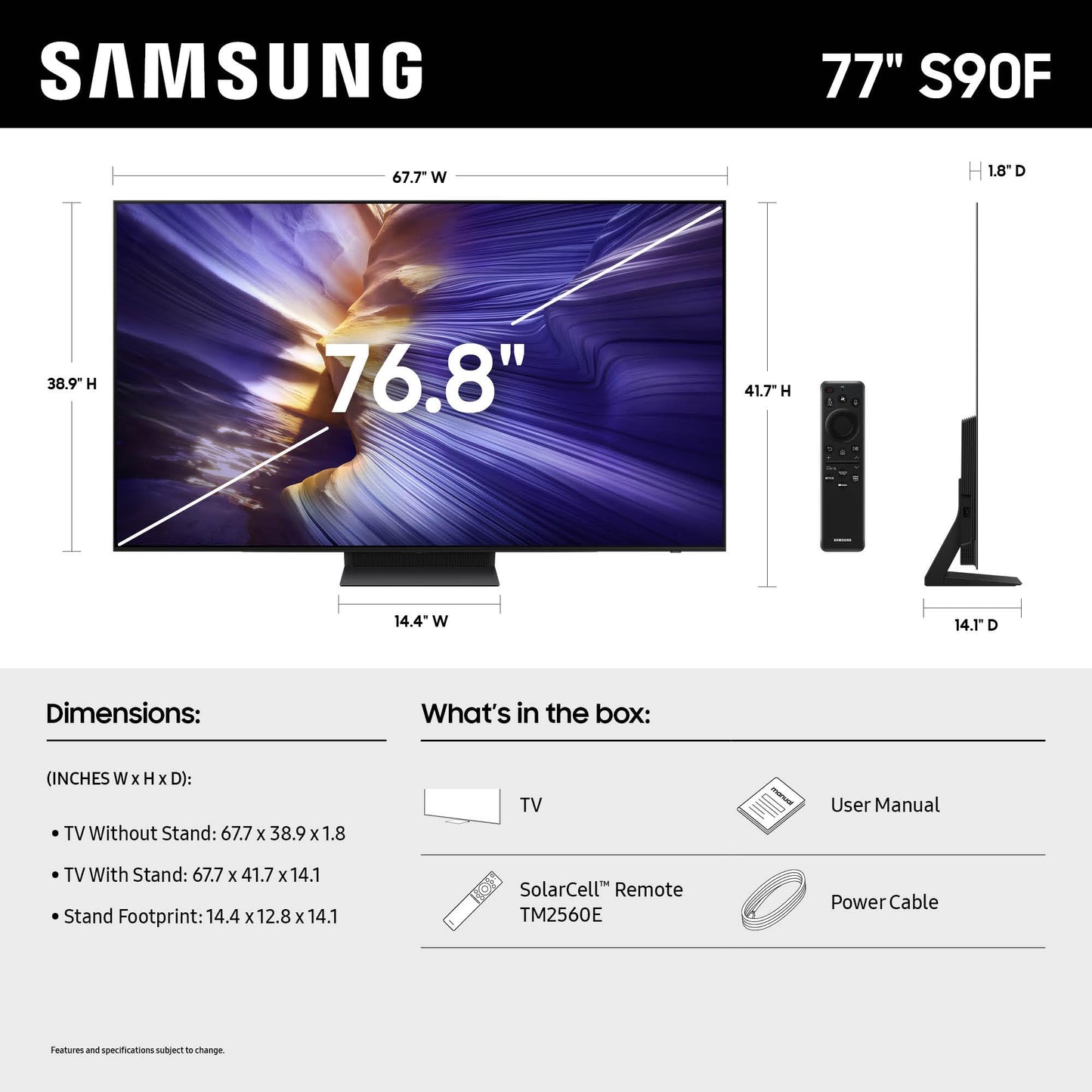 Samsung QN65S90FAFXZA 65 Inch 4K OLED Smart TV with an Austere 5S-PS4-US1 4-Outlet Power (2025)