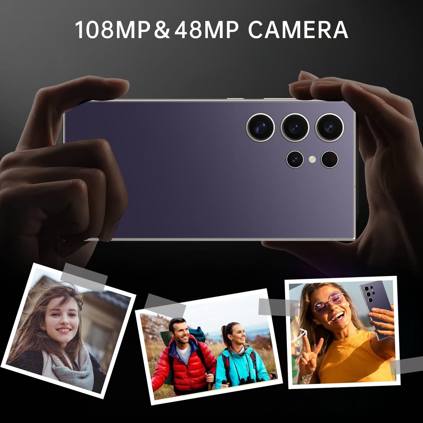 C24 Ultra Unlocked Cell Phones Smartphone 8+256GB/Dual SIM/108MP+48MP Camera/Built-in Pen (Light Cyan)