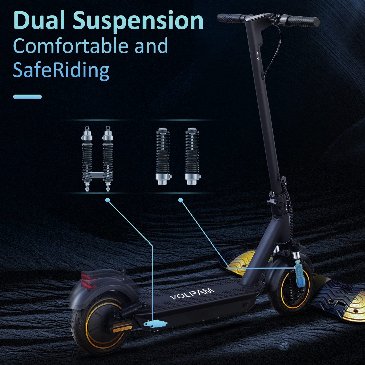 VOLPAM Electric Scooter, 350W/500W Powerful Motor, 8.5"/10" Solid Tires, 19/22Mph, 28/21/12 Miles Range,Dual Braking