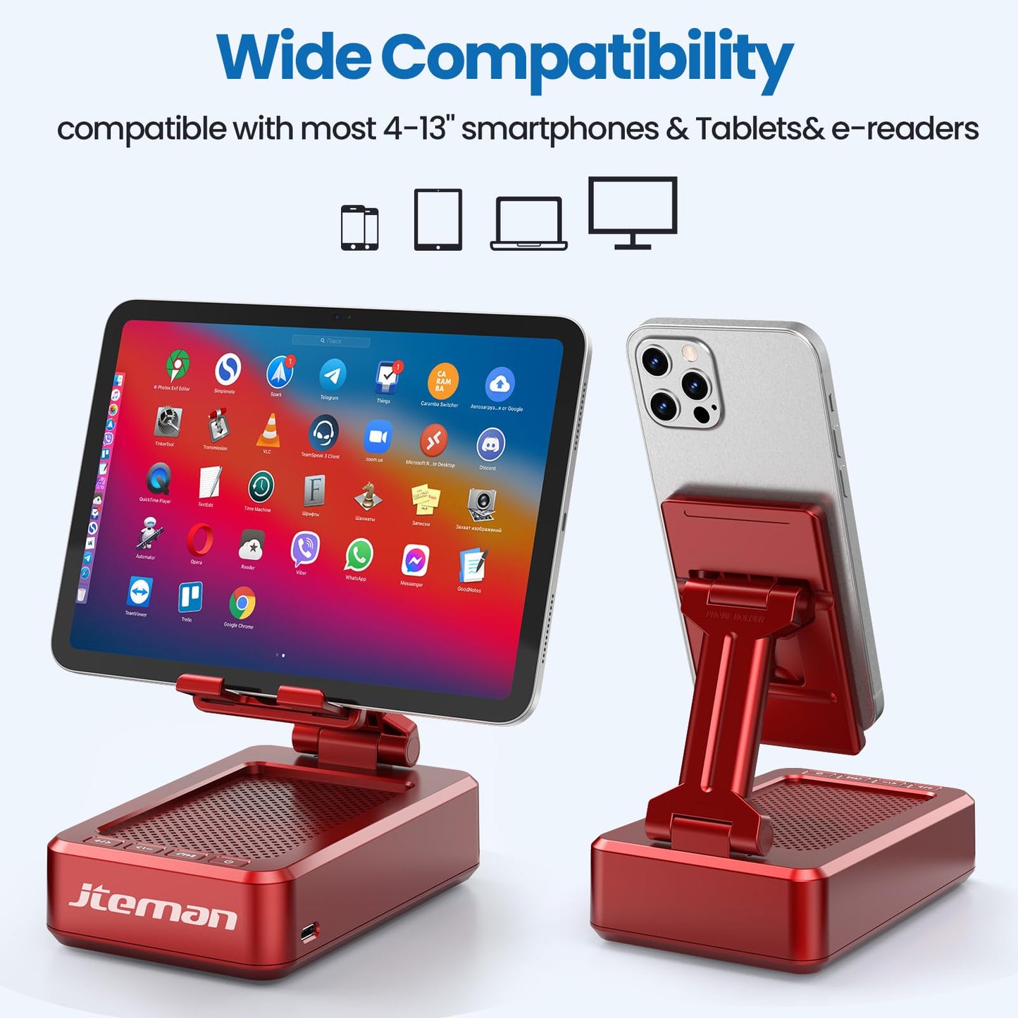 Cell Phone Stand with Wireless Bluetooth Speaker and Anti-Slip Base HD Surround Sound Perfect for Home and Outdoors with Bluetooth Speaker for Desk Compatible with iPhone/ipad/Samsung Galaxy