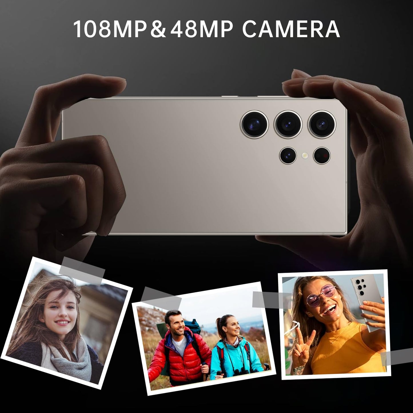 C24 Ultra Unlocked Cell Phones Smartphone 8+256GB/Dual SIM/108MP+48MP Camera/Built-in Pen (Light Cyan)