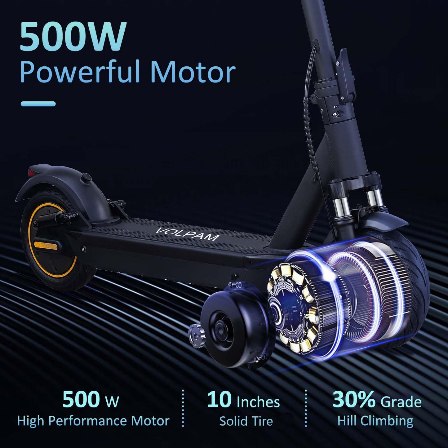 VOLPAM Electric Scooter, 350W/500W Powerful Motor, 8.5"/10" Solid Tires, 19/22Mph, 28/21/12 Miles Range,Dual Braking