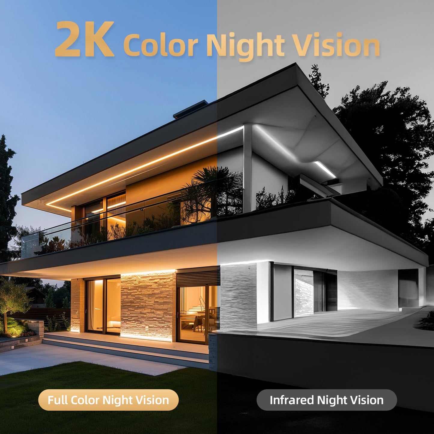 Solar Security Cameras Wireless Outdoor 2K Battery Powered AI Motion Detection 2-Way Talk Color Night Vision WiFi Waterproof SD/Cloud Storage Non-Stop Solar Panel Camera Outdoor Wireless