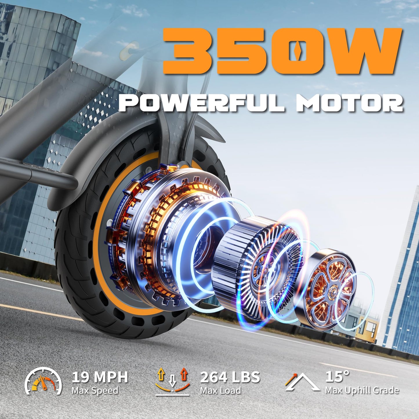 VOLPAM Electric Scooter, 350W/500W Powerful Motor, 8.5"/10" Solid Tires, 19/22Mph, 28/21/12 Miles Range,Dual Braking
