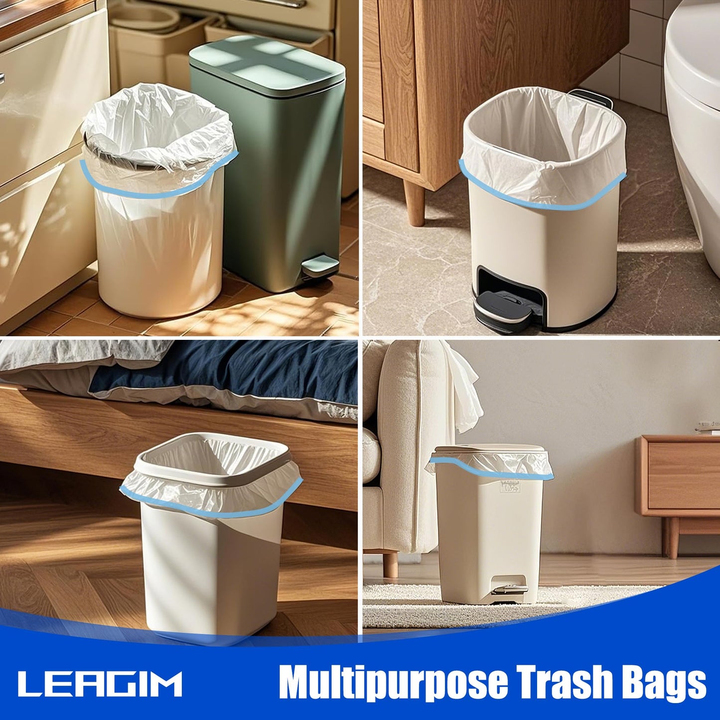 Small Trash Bags 3 Gallon, 360 Count -1.2 Mil Drawstring Mini Garbage Bags, White Plastic Trash Can Liners for Bathroom Accessories, 12 Liter, Bedroom, Dorm Room Essentials, Office