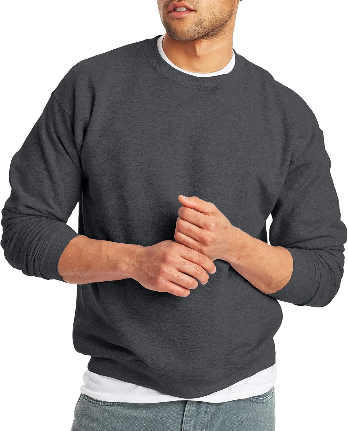 Hanes Men's Ecosmart Fleece Sweatshirt, Pullover Crewneck Sweatshirt, Big & Tall, 1 or 2 Pack