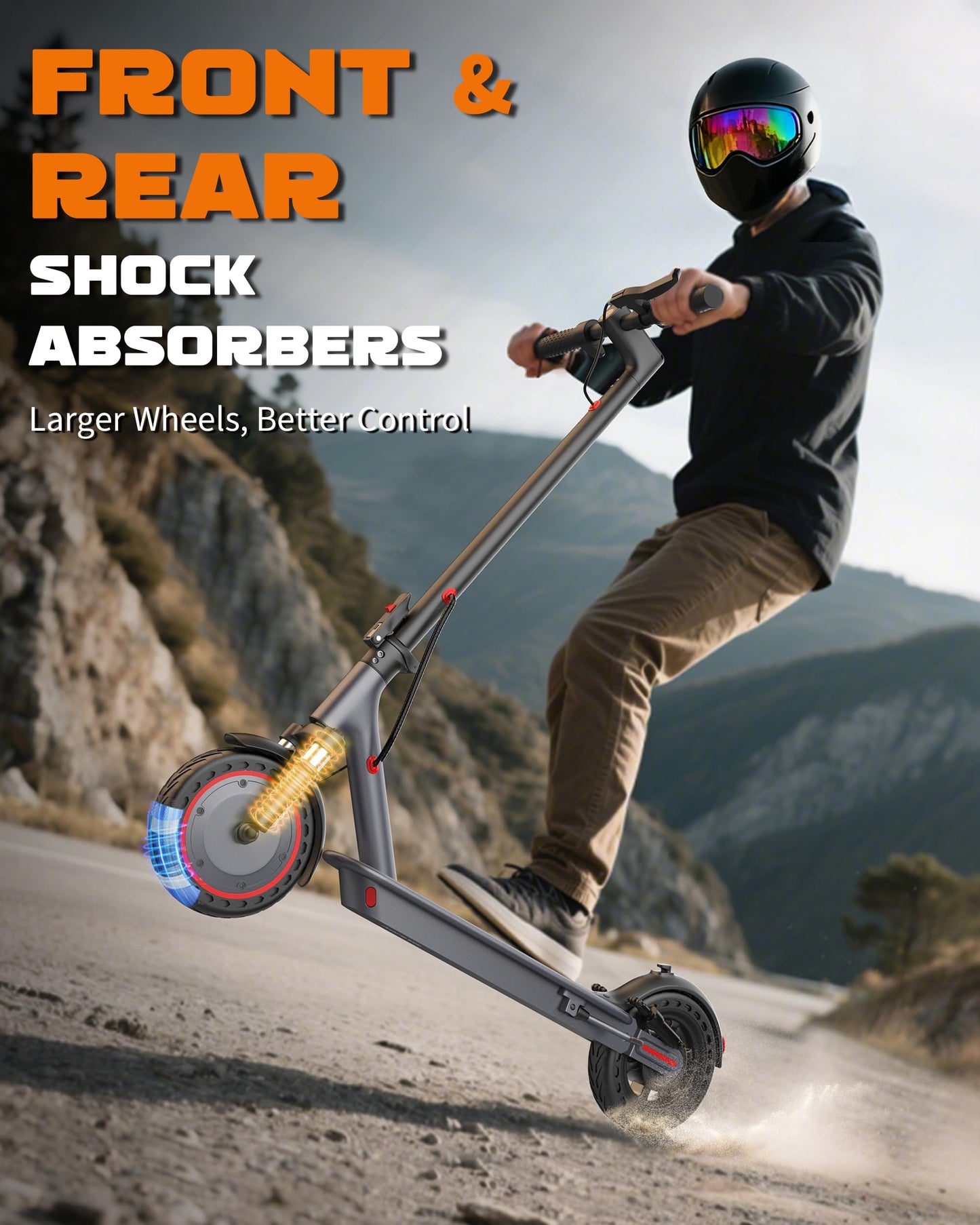 VOLPAM Electric Scooter, 350W/500W Powerful Motor, 8.5"/10" Solid Tires, 19/22Mph, 28/21/12 Miles Range,Dual Braking