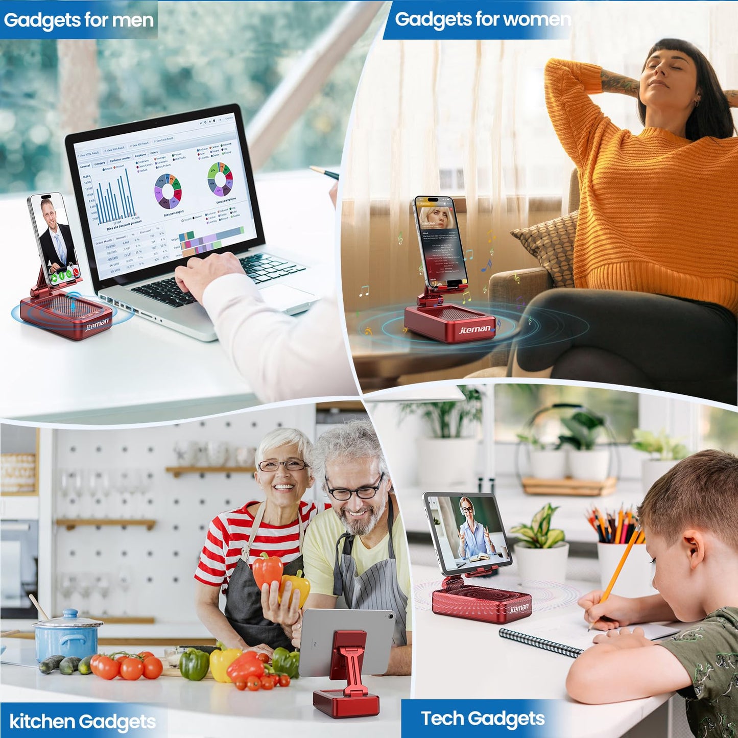 Cell Phone Stand with Wireless Bluetooth Speaker and Anti-Slip Base HD Surround Sound Perfect for Home and Outdoors with Bluetooth Speaker for Desk Compatible with iPhone/ipad/Samsung Galaxy