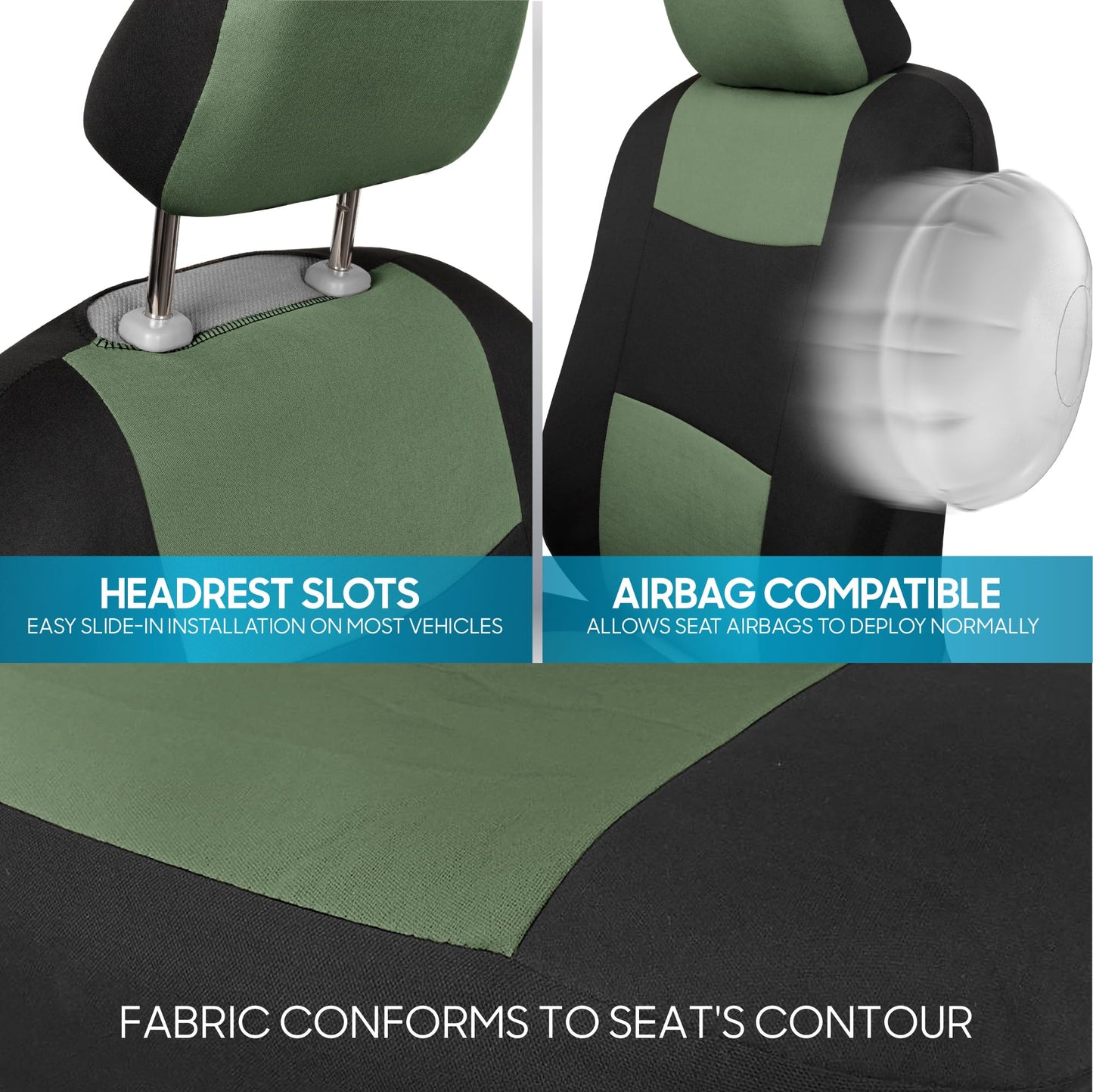 BDK PolyPro Car Seat Covers Full Set in Charcoal on Black – Front and Rear Split Bench for Cars, Easy to Install Cover Set, Accessories Auto Trucks Van SUV