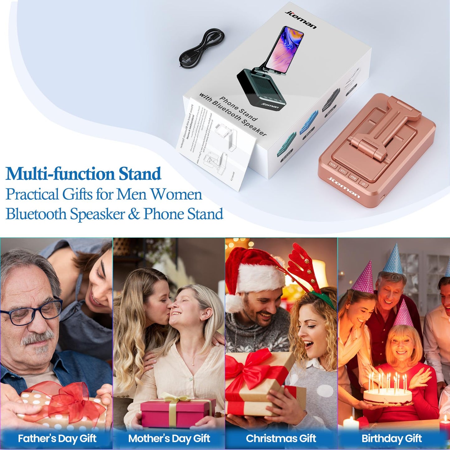 Cell Phone Stand with Wireless Bluetooth Speaker and Anti-Slip Base HD Surround Sound Perfect for Home and Outdoors with Bluetooth Speaker for Desk Compatible with iPhone/ipad/Samsung Galaxy