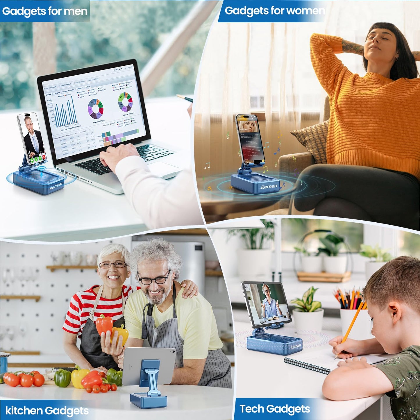 Cell Phone Stand with Wireless Bluetooth Speaker and Anti-Slip Base HD Surround Sound Perfect for Home and Outdoors with Bluetooth Speaker for Desk Compatible with iPhone/ipad/Samsung Galaxy