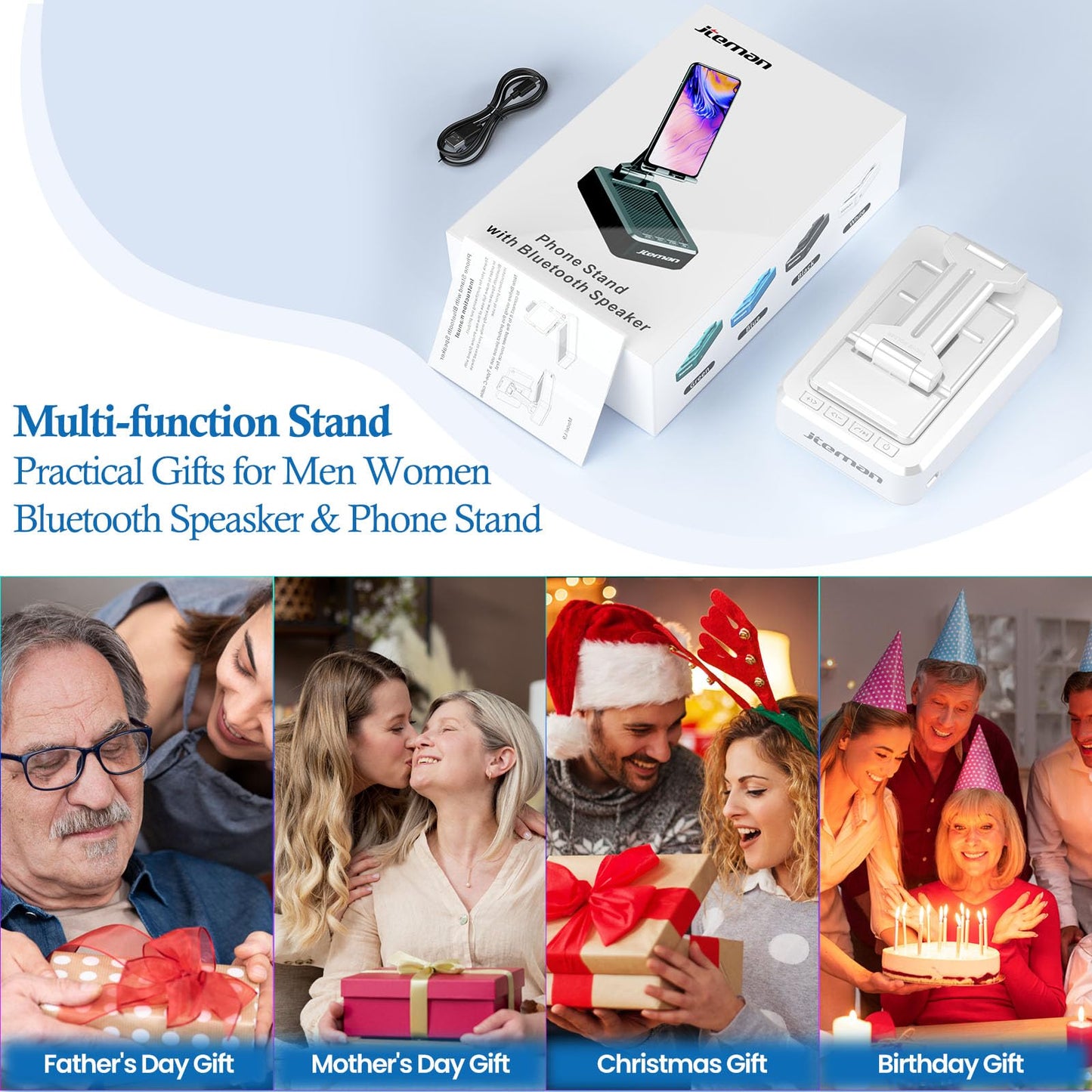 Cell Phone Stand with Wireless Bluetooth Speaker and Anti-Slip Base HD Surround Sound Perfect for Home and Outdoors with Bluetooth Speaker for Desk Compatible with iPhone/ipad/Samsung Galaxy