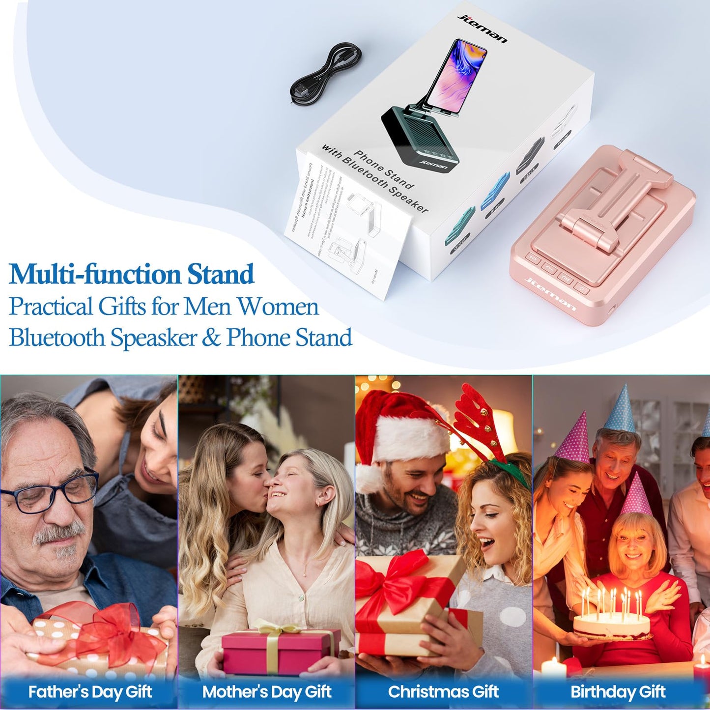 Cell Phone Stand with Wireless Bluetooth Speaker and Anti-Slip Base HD Surround Sound Perfect for Home and Outdoors with Bluetooth Speaker for Desk Compatible with iPhone/ipad/Samsung Galaxy