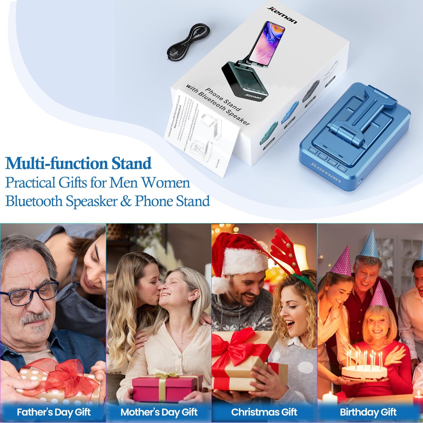 Cell Phone Stand with Wireless Bluetooth Speaker and Anti-Slip Base HD Surround Sound Perfect for Home and Outdoors with Bluetooth Speaker for Desk Compatible with iPhone/ipad/Samsung Galaxy