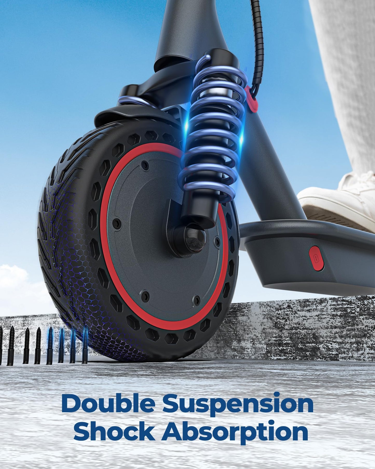VOLPAM Electric Scooter, 350W/500W Powerful Motor, 8.5"/10" Solid Tires, 19/22Mph, 28/21/12 Miles Range,Dual Braking