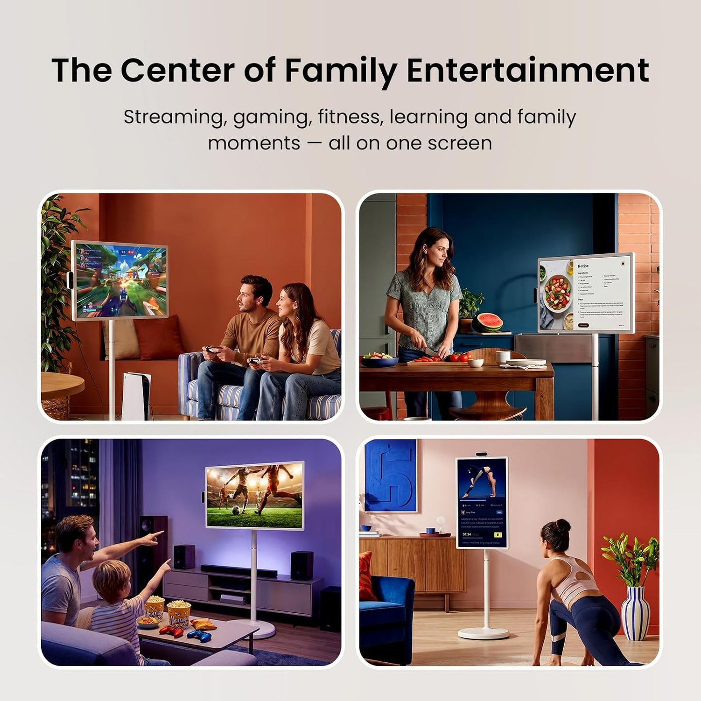 ApoloSign 32 Inch 4K UHD Smart Portable TV on Wheels, Android 16 EDLA Certified, 256GB Storage, Built-in 15000mAh Battery, Voice Remote, Touch Screen TV with Rolling Stand for Home, Office - Gen2