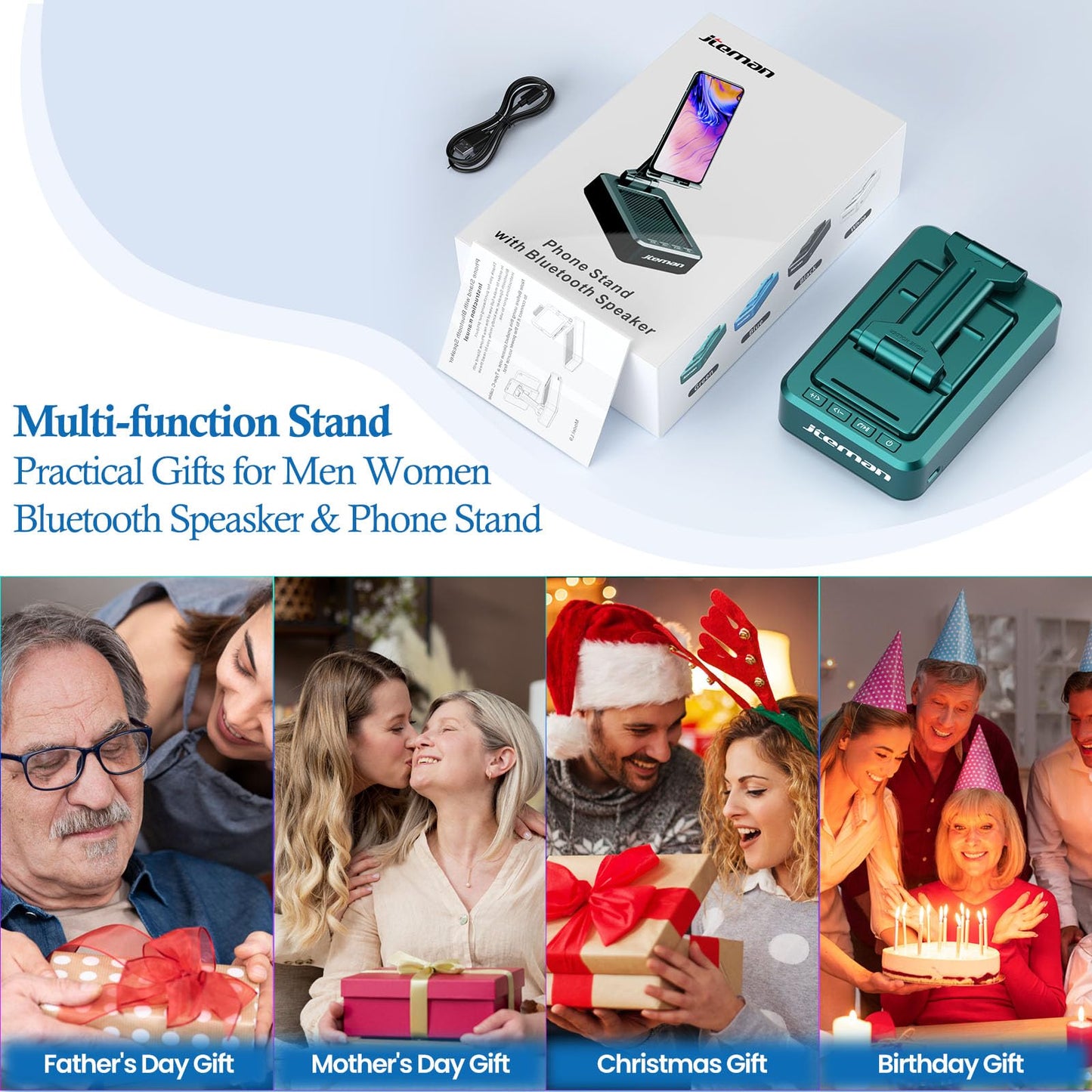 Cell Phone Stand with Wireless Bluetooth Speaker and Anti-Slip Base HD Surround Sound Perfect for Home and Outdoors with Bluetooth Speaker for Desk Compatible with iPhone/ipad/Samsung Galaxy