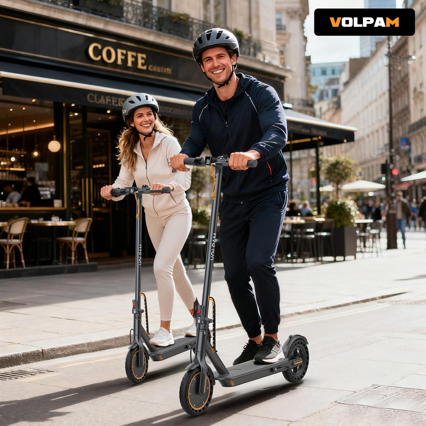 VOLPAM Electric Scooter, 350W/500W Powerful Motor, 8.5"/10" Solid Tires, 19/22Mph, 28/21/12 Miles Range,Dual Braking