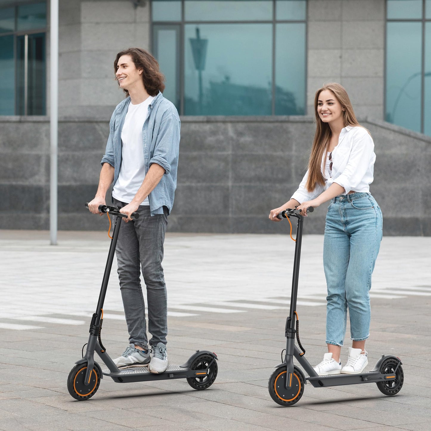 VOLPAM Electric Scooter, 350W/500W Powerful Motor, 8.5"/10" Solid Tires, 19/22Mph, 28/21/12 Miles Range,Dual Braking