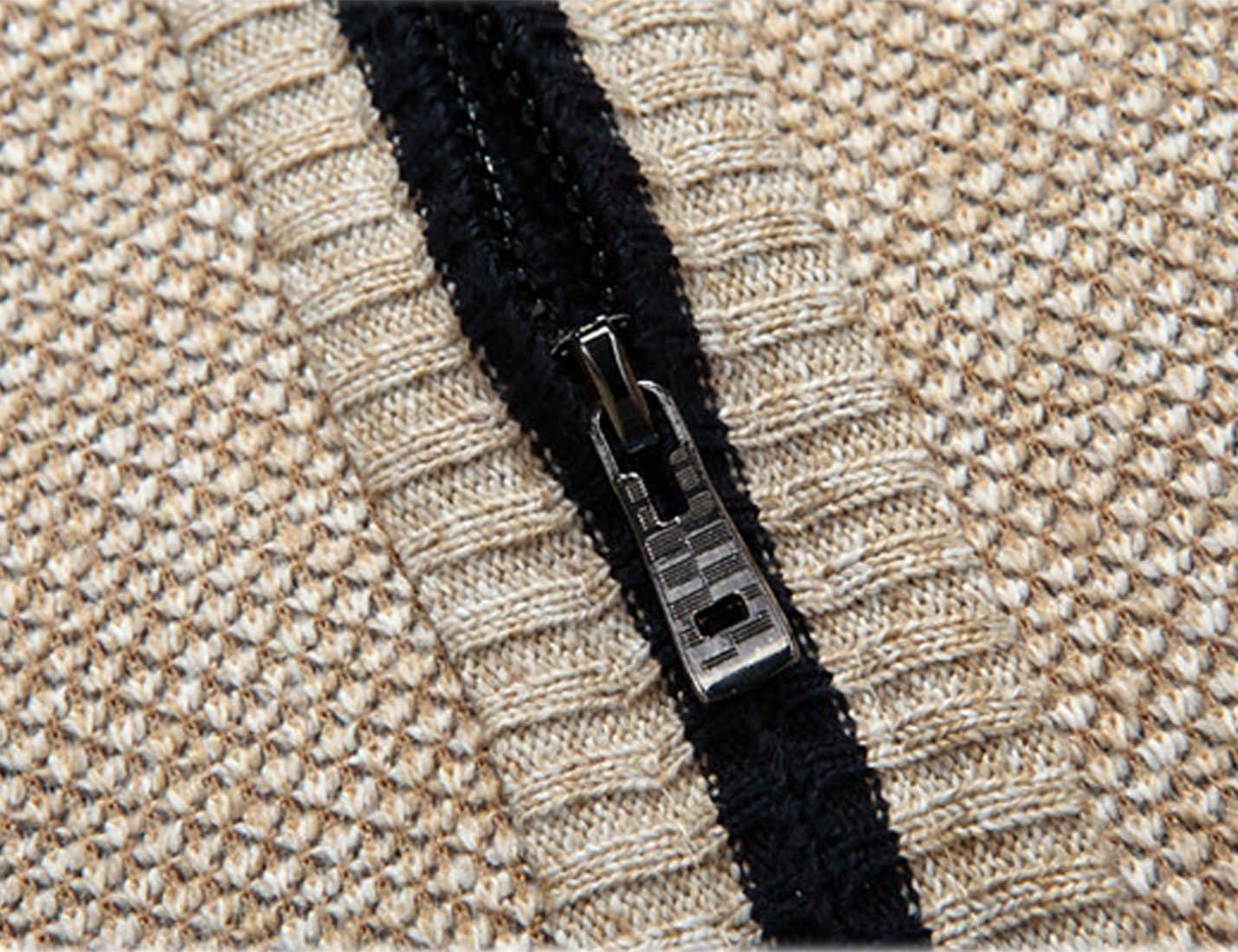 Yeokou Men's Casual Slim Full Zip Thick Knitted Cardigan Sweaters with Pockets