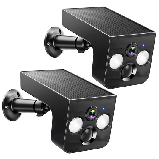 Solar Security Cameras Wireless Outdoor 2K Battery Powered AI Motion Detection 2-Way Talk Color Night Vision WiFi Waterproof SD/Cloud Storage Non-Stop Solar Panel Camera Outdoor Wireless