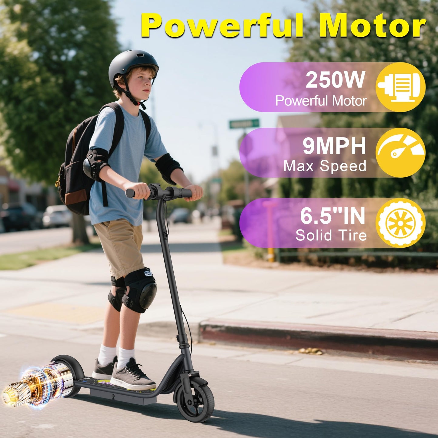 VOLPAM Electric Scooter, 350W/500W Powerful Motor, 8.5"/10" Solid Tires, 19/22Mph, 28/21/12 Miles Range,Dual Braking