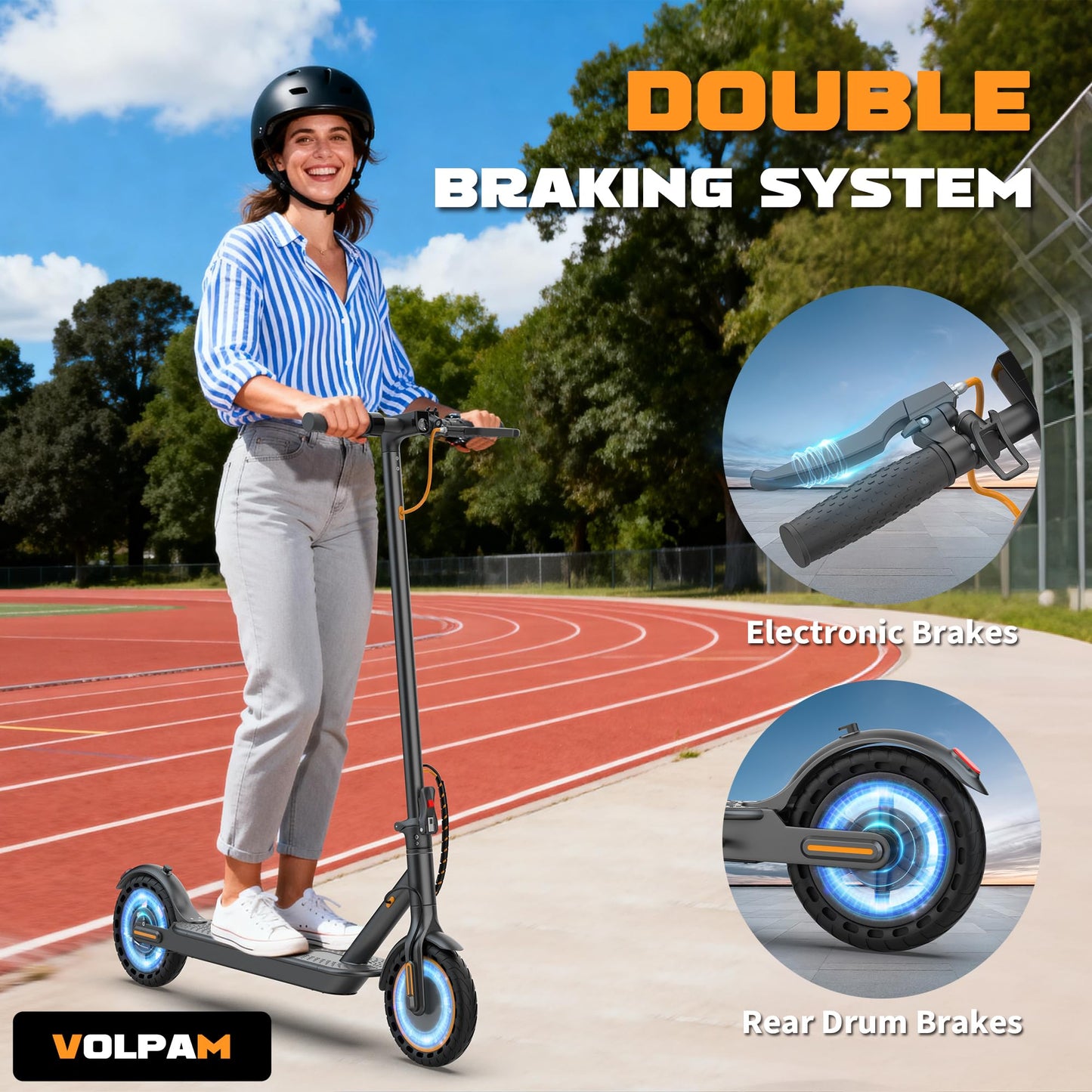 VOLPAM Electric Scooter, 350W/500W Powerful Motor, 8.5"/10" Solid Tires, 19/22Mph, 28/21/12 Miles Range,Dual Braking