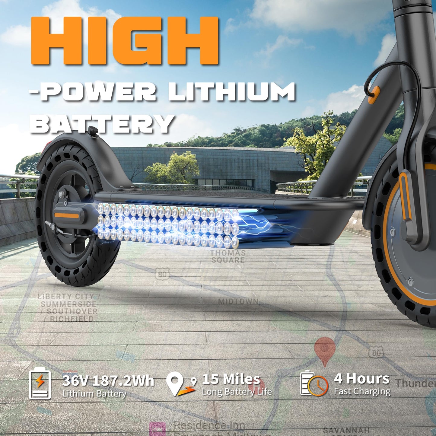 VOLPAM Electric Scooter, 350W/500W Powerful Motor, 8.5"/10" Solid Tires, 19/22Mph, 28/21/12 Miles Range,Dual Braking