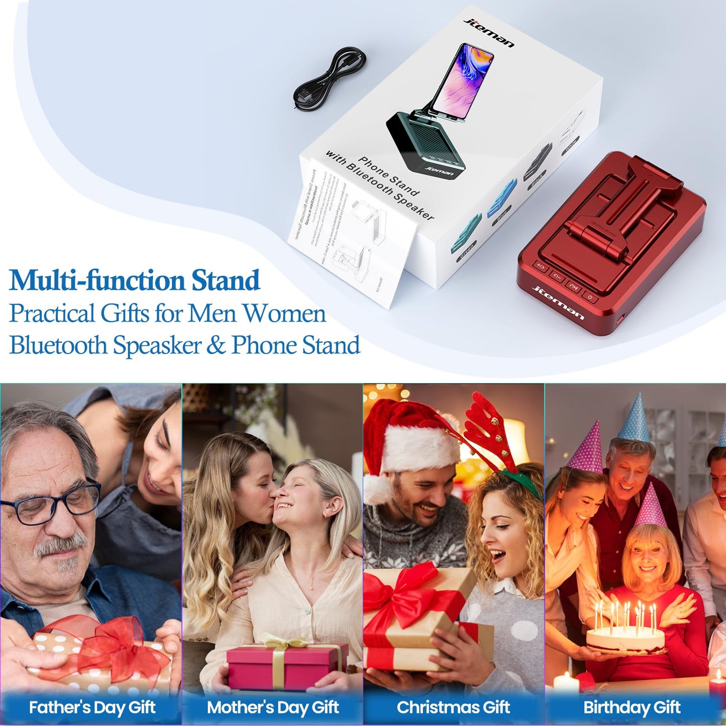 Cell Phone Stand with Wireless Bluetooth Speaker and Anti-Slip Base HD Surround Sound Perfect for Home and Outdoors with Bluetooth Speaker for Desk Compatible with iPhone/ipad/Samsung Galaxy