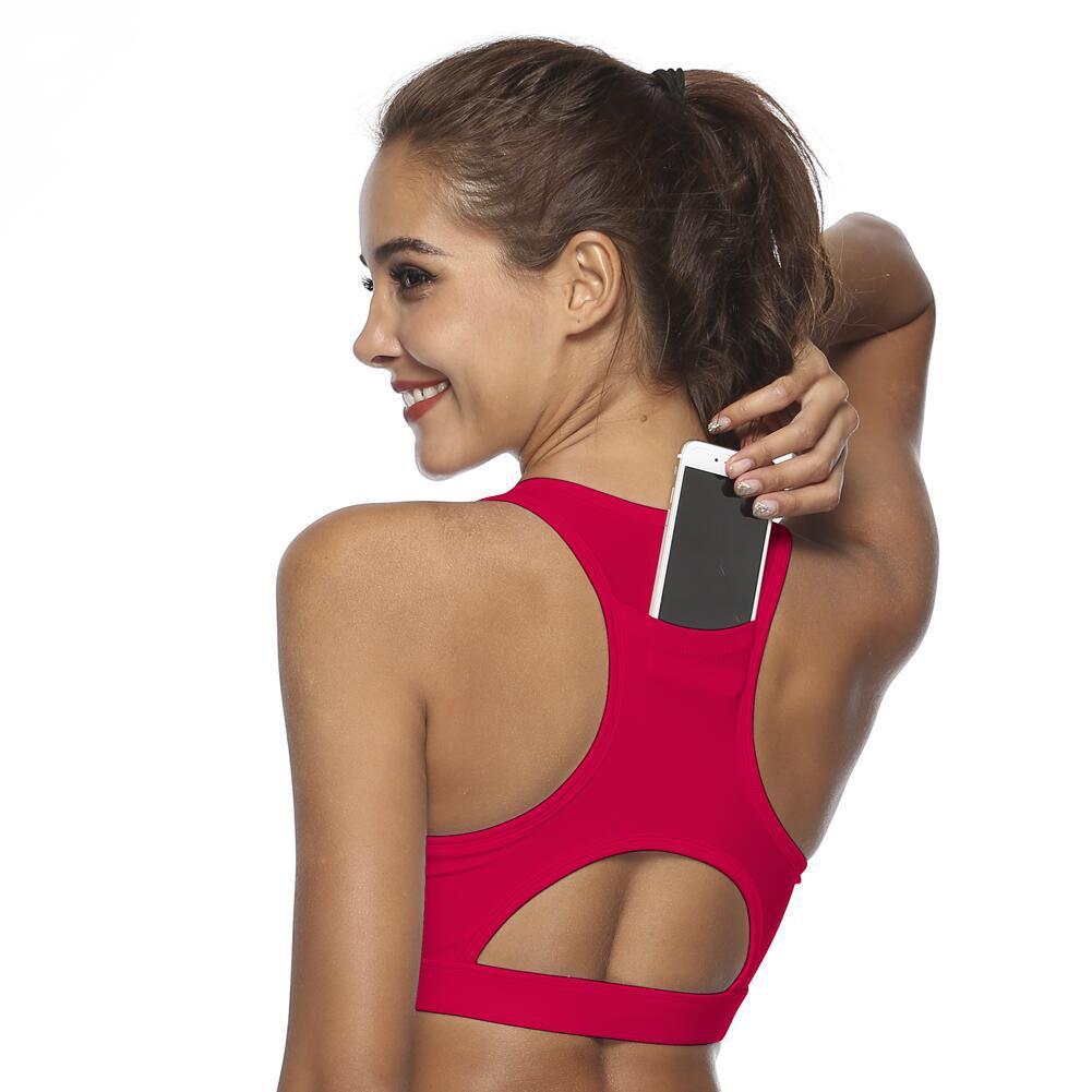 Women’s Breathable Sports Bra with Back Pocket