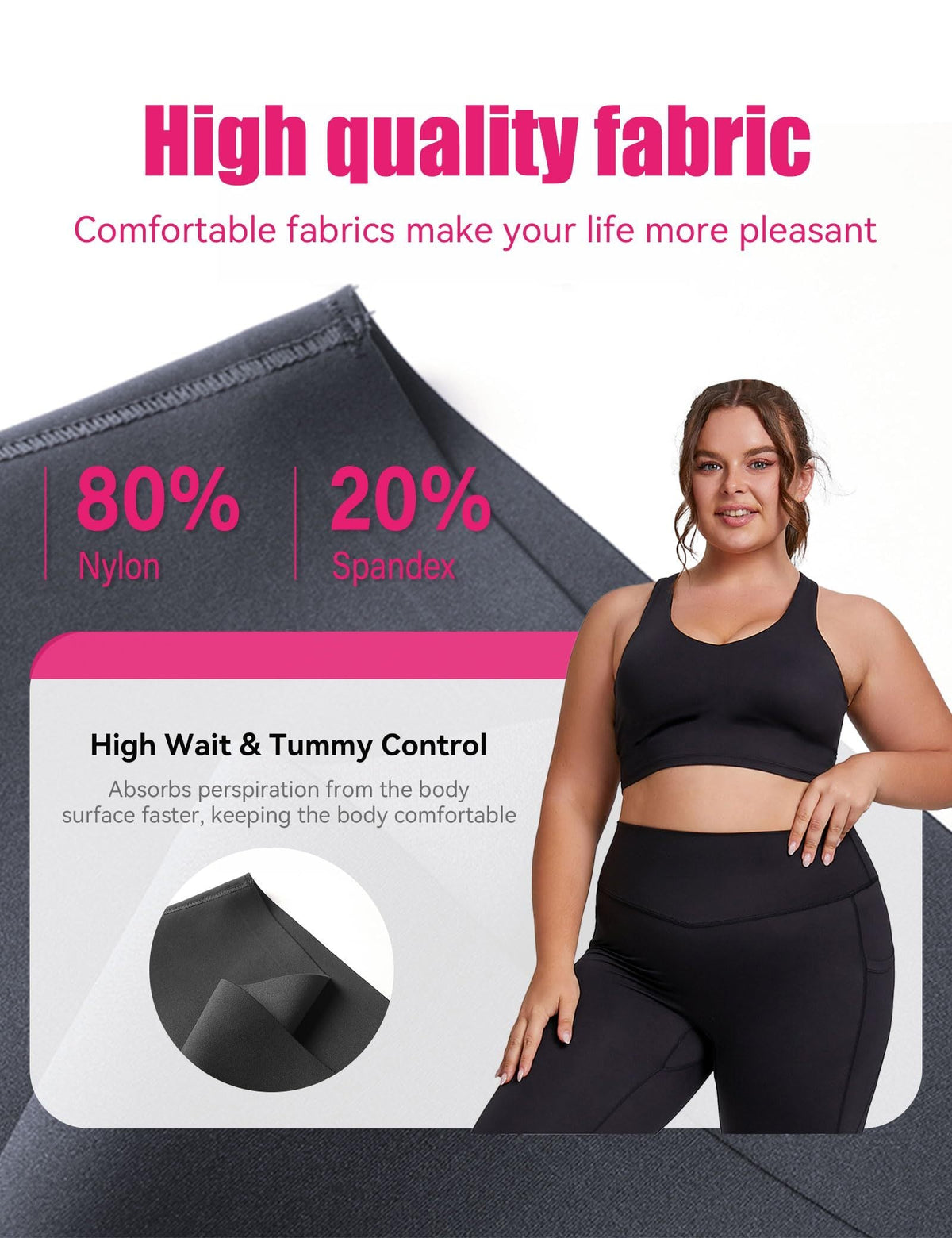 Cropped High-Waisted Yoga Pants with Diagonal Pockets