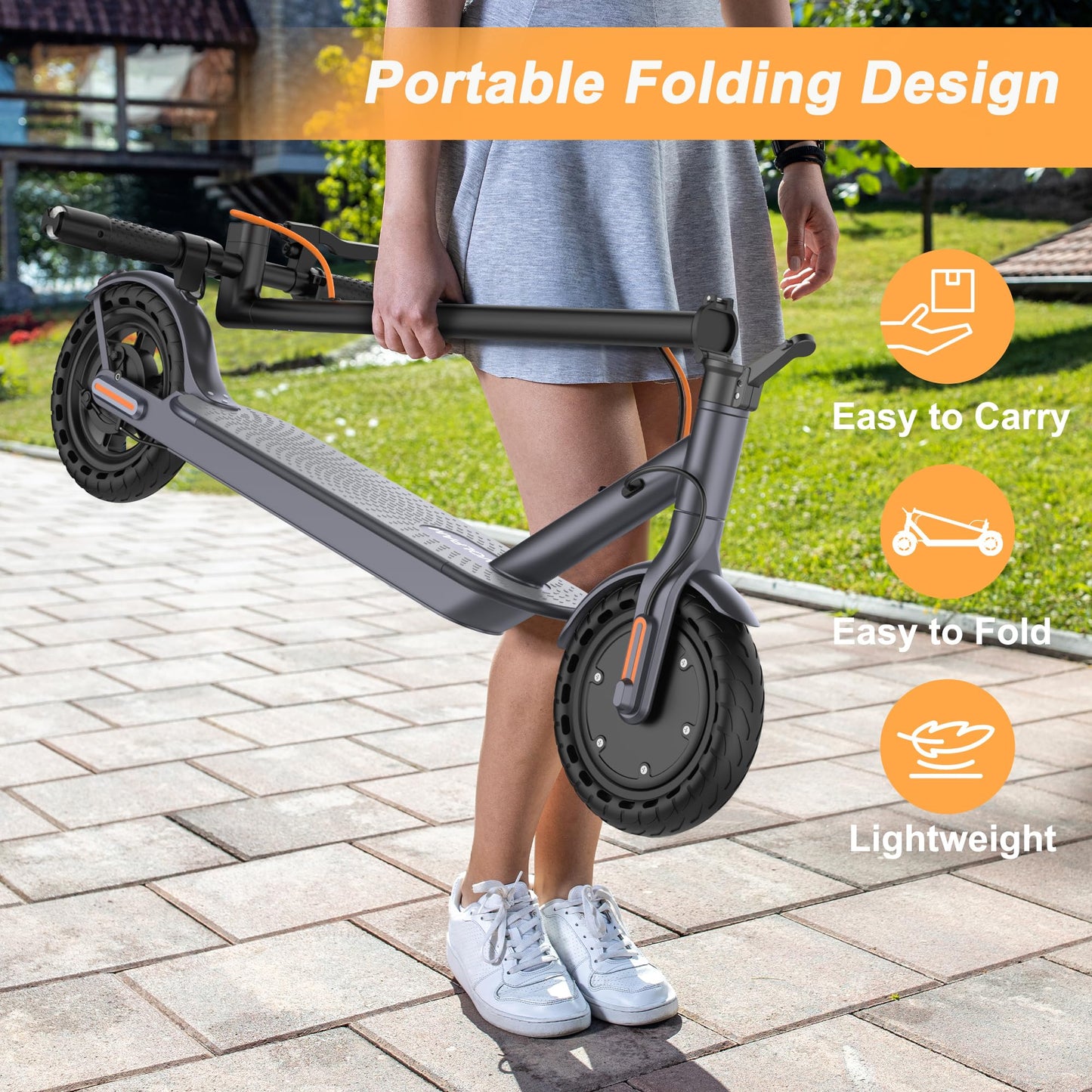 VOLPAM Electric Scooter, 350W/500W Powerful Motor, 8.5"/10" Solid Tires, 19/22Mph, 28/21/12 Miles Range,Dual Braking