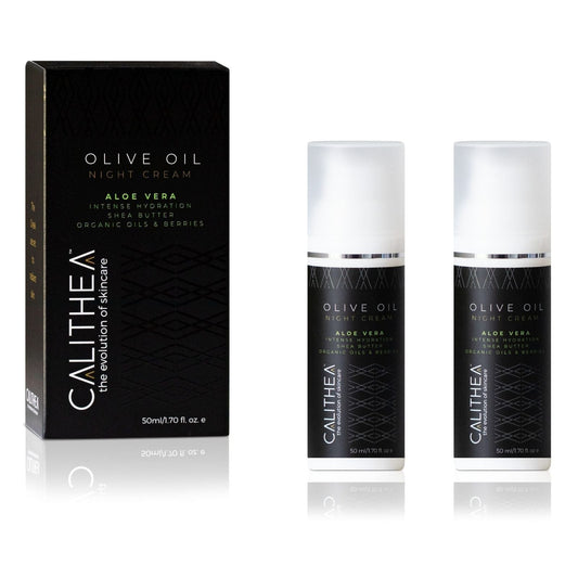 Olive Oil Night Cream with Aloe Vera & Shea Butter: 97% Natural Content - 2 Pack