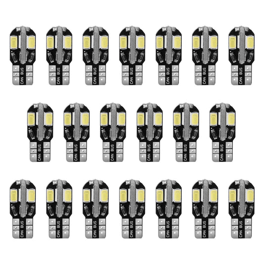 20Pcs T10 SMD5730 LED Light Bulbs 6000K Wedge Light Lamps Dome Map License Plate Car Interior Festoon Lights Kits