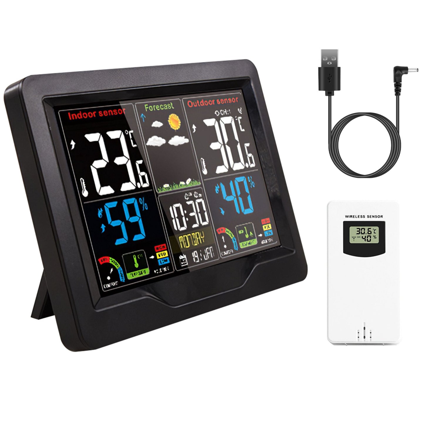 Wireless Weather Station Alarm Clock with Thermometer, Humidity, and Frost Alert