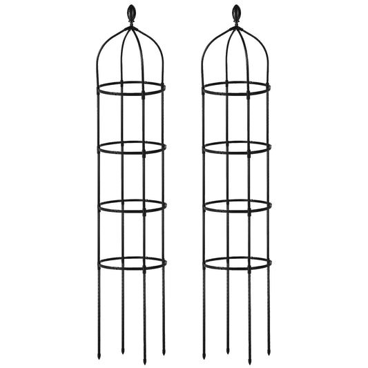 2 Packs Garden Obelisk Trellis 5.9FT Plants Tower for Climbing Plants Flower Vegetable Vine Support Rustproof Garden Plant Trellis Black