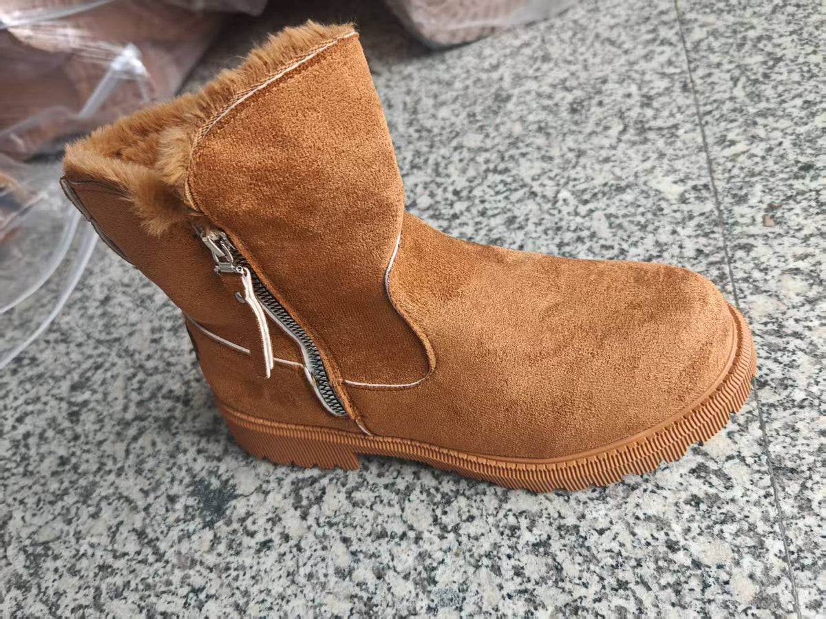 Women’s Velvet Lined Cotton Snow Boots — Plus Size Winter Warm Boots