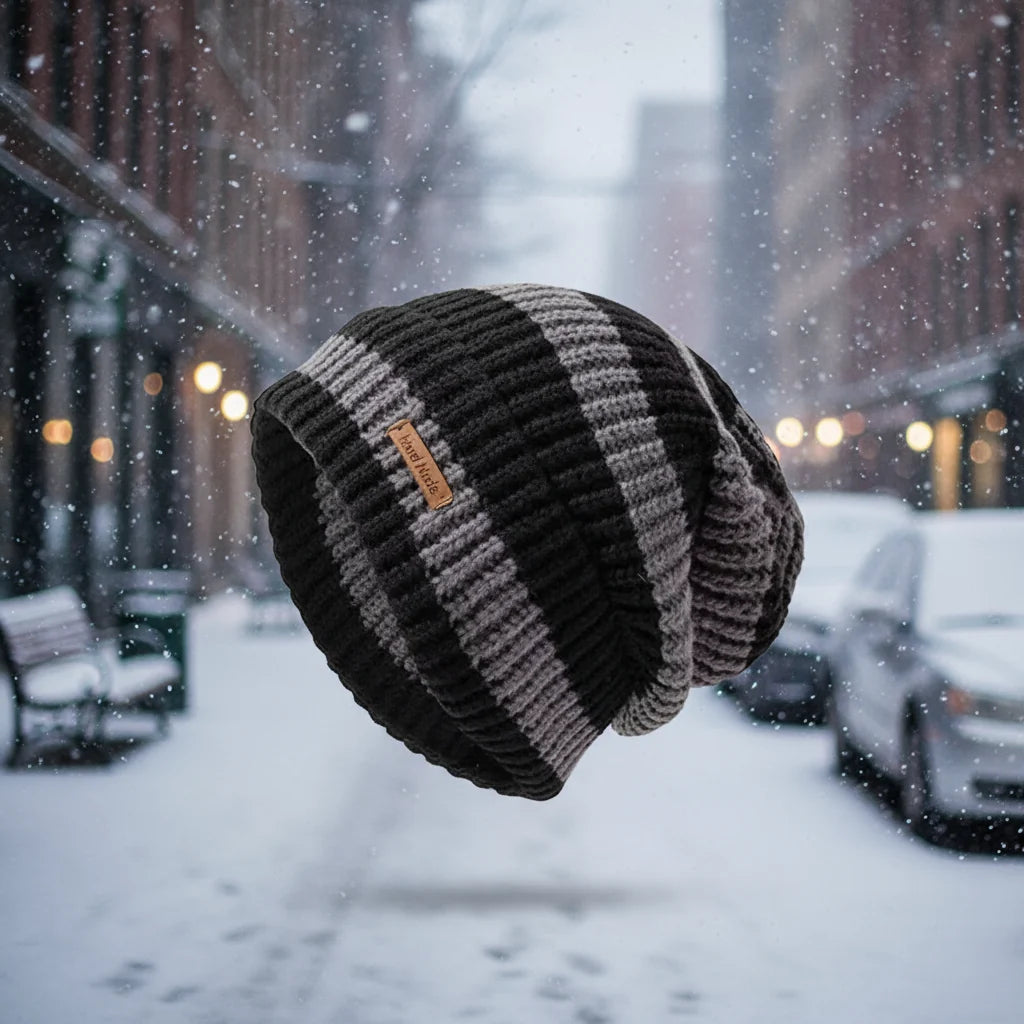 Unisex Stacking Knitted Beanie Cap – Winter Warm Striped Hip-Hop Bonnet Hat