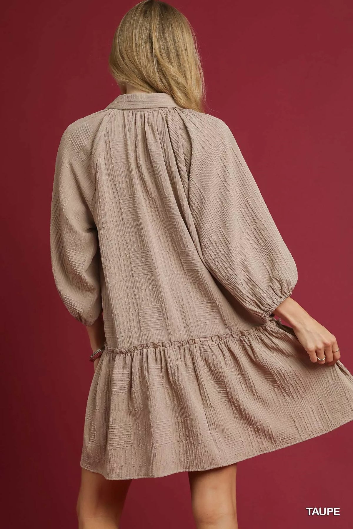 Umgee V-Neck Tiered Mini Dress