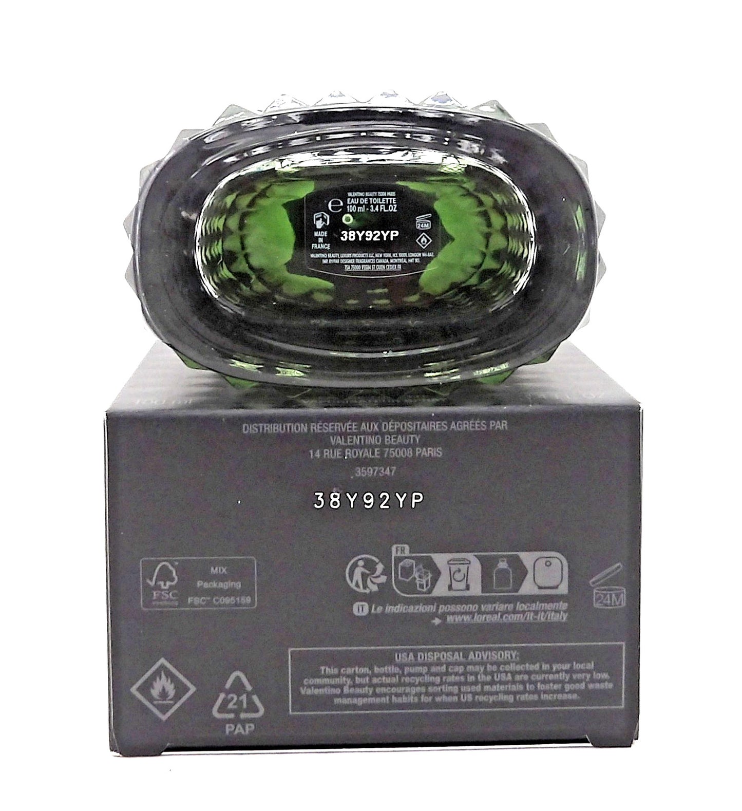 Valentino Uomo Born In Roma Green Stravaganza 3.4 oz EDT Spray New NO CELLOPHANE